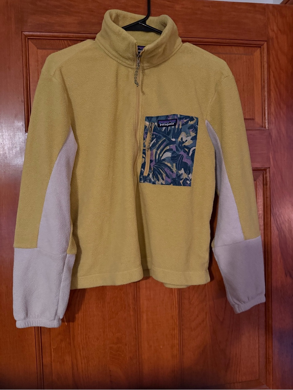Patagonia Men’s Yellow Fleece Pullover with Contrast Pocket